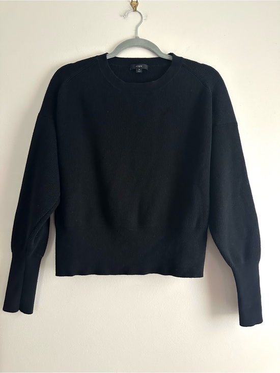 J. Crew Sweaters - J. Crew • Balloon-Sleeve Crewneck Sweater in Black